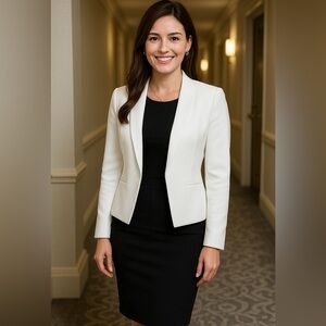 Michael Kors White Open-Front Blazer Size 4 | Classic Office Chic